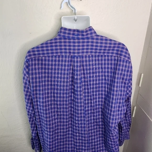 Falconnable Shirt Men Medium Button Up Long Sleeve Plaid 100% Cotton
